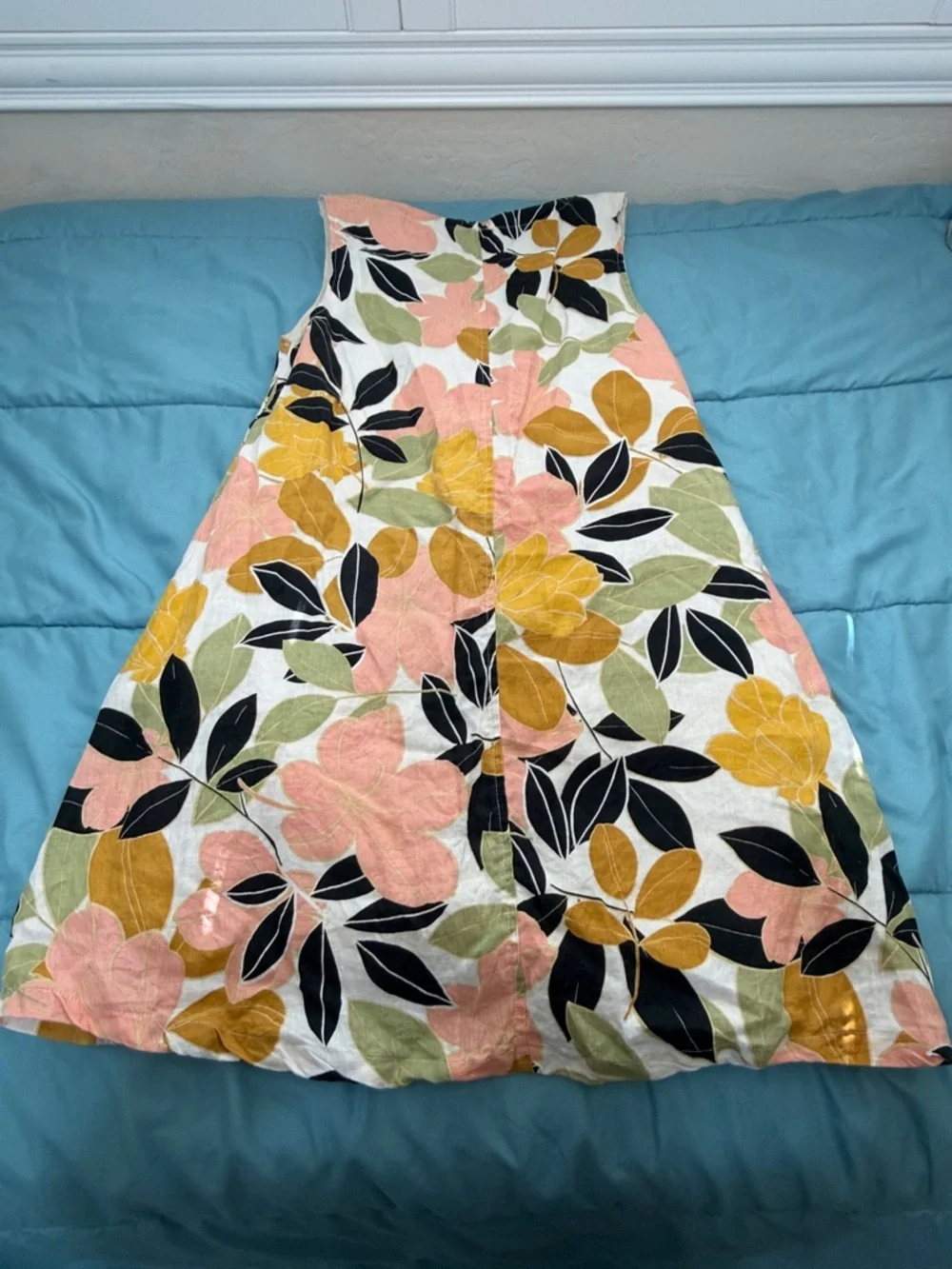 Rachel Zoe Linen Floral V Neck Sleeveless Trapeze Dress Vibrant pockets size S - Picture 4 of 14